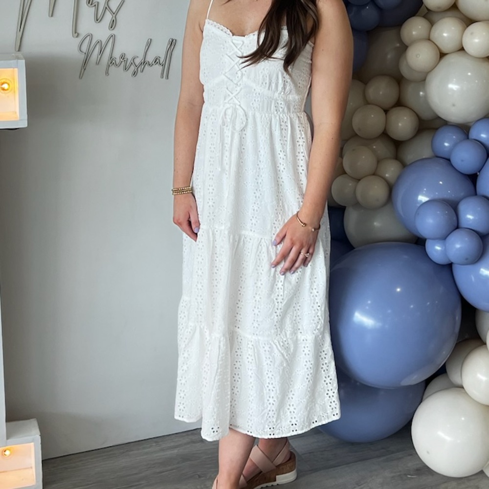 Altar'd State White Eyelet Midi Dress